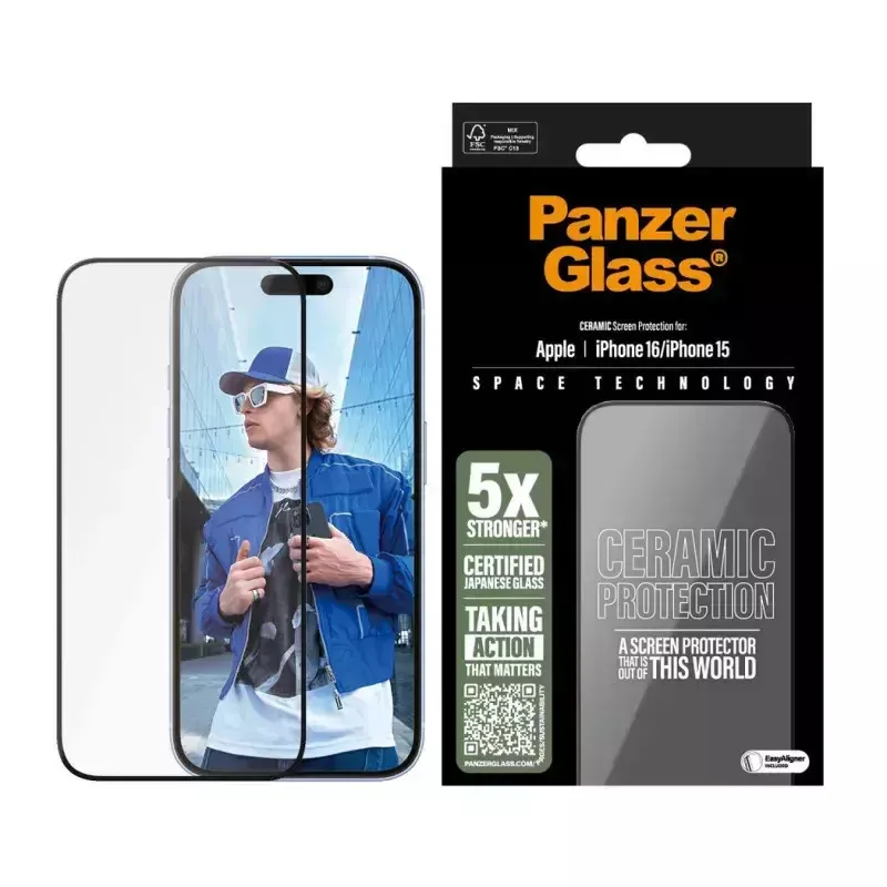 Panzerglass Ceramic Screen Protector Iphone 16 15 6.1" Ultra-wide Fit 2853 - Image 1