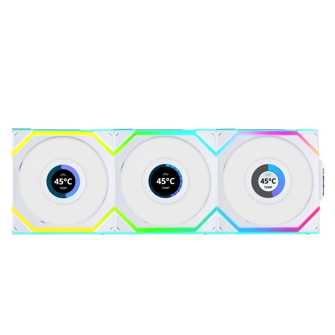 Lian Li UNIFAN SL Wireless LCD Case Fan 120mm (1900rpm / 58.08cfm) με RGB Φωτισμό 3τμχ Λευκό - Image 1