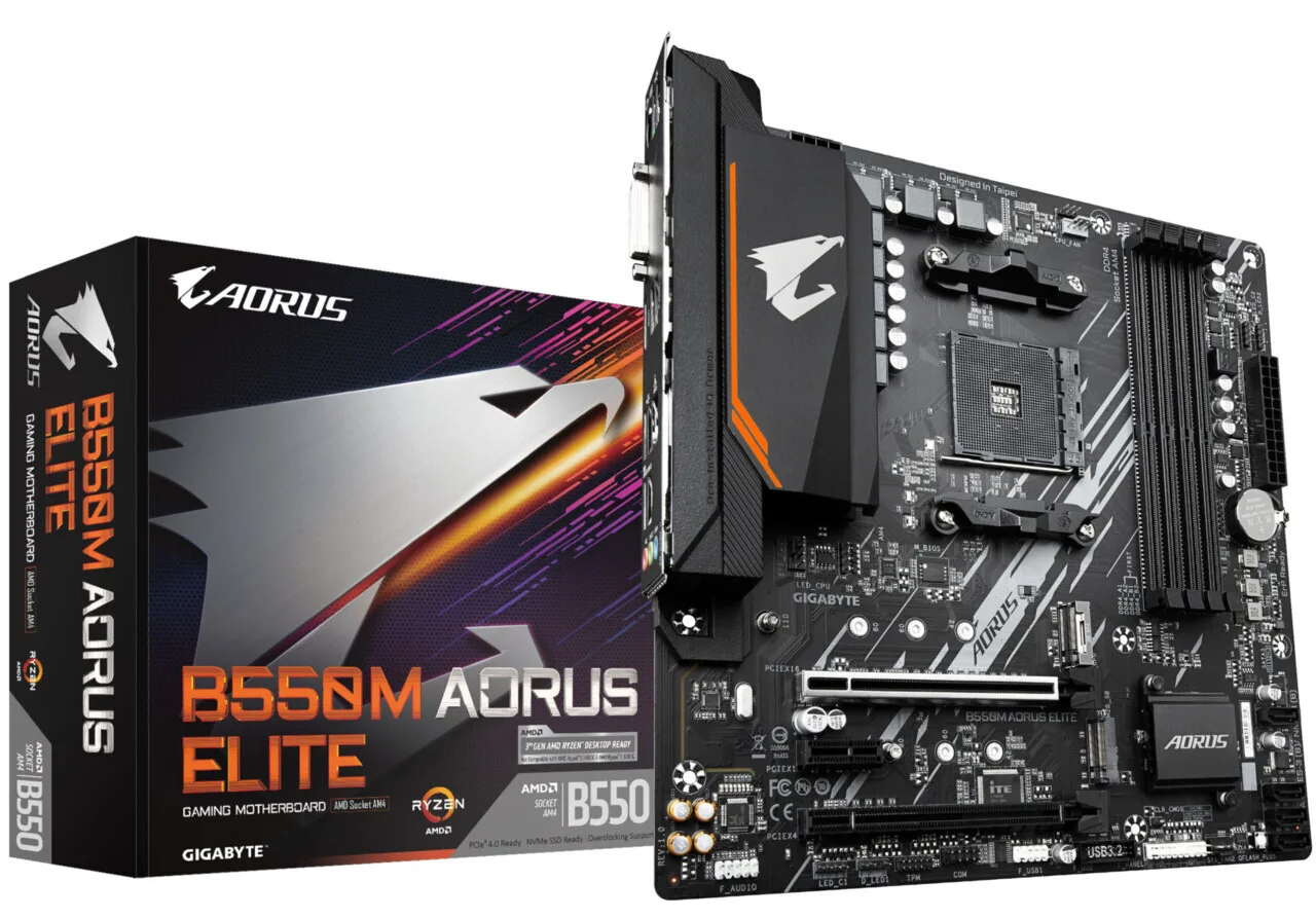 Gigabyte B550M Aorus Elite AX Wi-Fi Motherboard Micro ATX με AMD AM4 Socket - Image 1