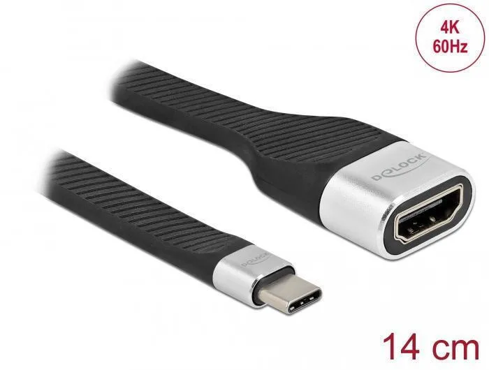 Delock Fpc Flat Ribbon Cable Usb Type-c To Hdmi Dp Alt Mode 4k 60 Hz 14 Cm - Image 1