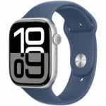 Apple Watch Series 10 Aluminium 46mm Αδιάβροχο με Παλμογράφο (Silver με Denim Sport Band - S/M)