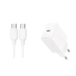 Joyroom Φορτιστής με Θύρα USB-C και Καλώδιο USB-C - USB-C 20W Power Delivery Λευκός (JR-TCF20)