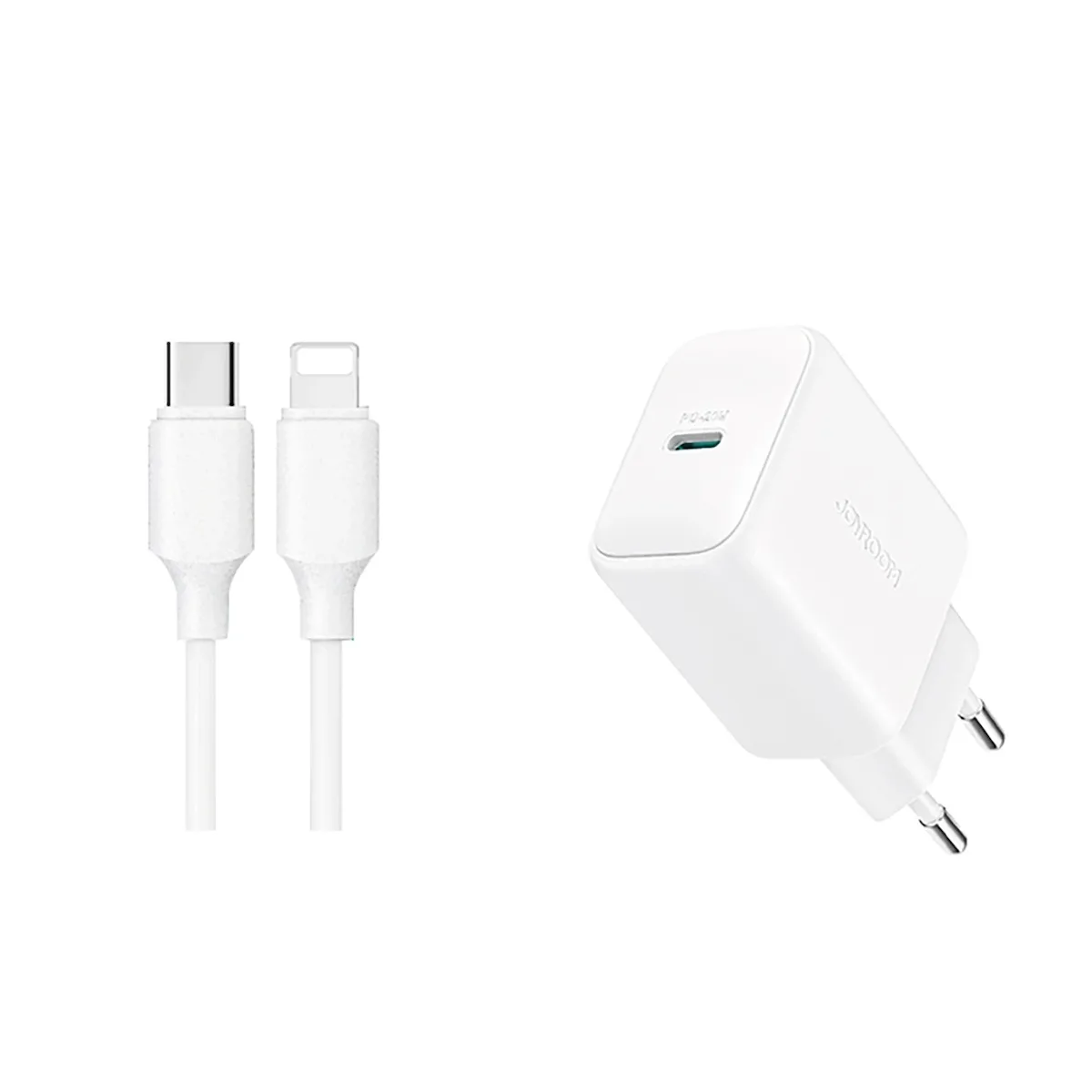 20241101095723_joyroom_fortistis_me_thyra_usb_c_kai_kalodio_usb_c_lightning_20w_power_delivery_leykos_jr_tcf20.jpeg Joyroom Φορτιστής με Θύρα USB-C και Καλώδιο USB-C - Lightning 20W Power Delivery Λευκός (JR-TCF20) - Image 1
