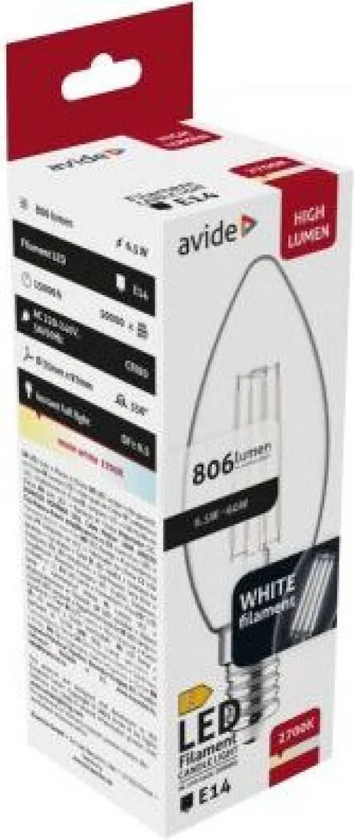 20241104084807_avide_lampa_led_gia_ntoui_e14_thermo_leyko_15_001_2051.jpeg Avide Λάμπα LED 6.5W 97mm για Ντουί E14 και Σχήμα C37 Θερμό Λευκό 806lm 15 001 2051 - Image 1