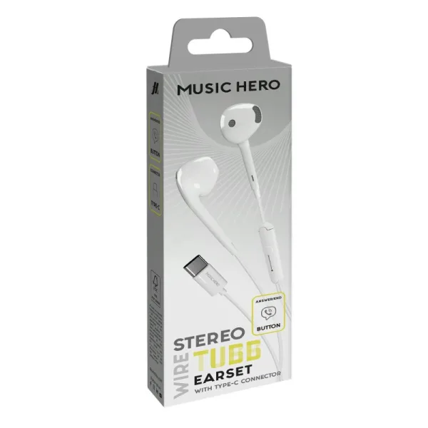 20241126165717_5746dab5.jpeg SBS Music Hero In-ear Handsfree Ακουστικά με Βύσμα USB-C Λευκό - Image 1