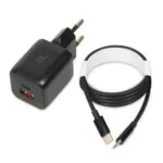 iBox Φορτιστής GaN με Θύρα USB-A και Θύρα USB-C και Καλώδιο USB-C - USB-C 33W Power Delivery / Quick Charge 3.0 Μαύρος (C-42)
