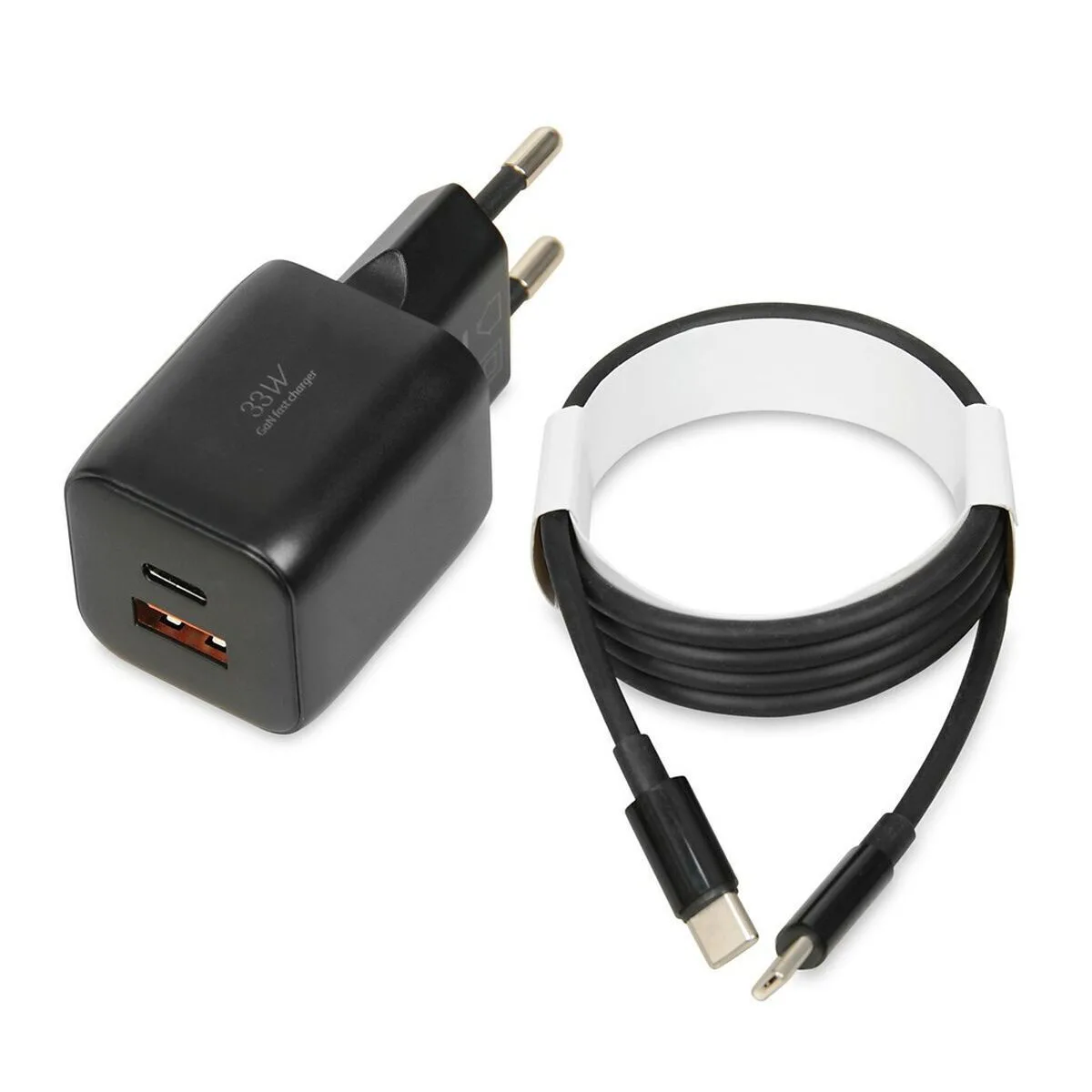 iBox Φορτιστής GaN με Θύρα USB-A και Θύρα USB-C και Καλώδιο USB-C - USB-C 33W Power Delivery / Quick Charge 3.0 Μαύρος (C-42) - Image 1
