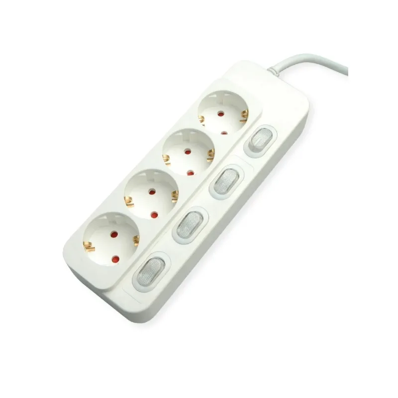 Value Power Strip 4-way Individual Switches White 3m 19.99.0941 - Image 1