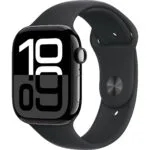 Apple Watch Series 10 Aluminium 46mm Αδιάβροχο με Παλμογράφο (Jet Black με Black Sport Band - S/M)