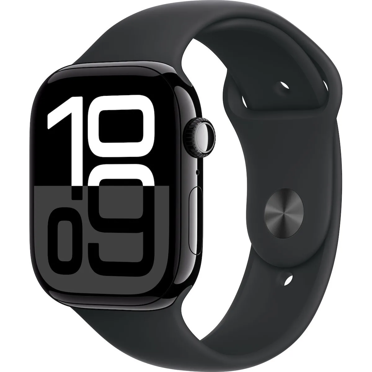 Apple Watch Series 10 Aluminium 46mm Αδιάβροχο με Παλμογράφο (Jet Black με Black Sport Band - S/M) - Image 1