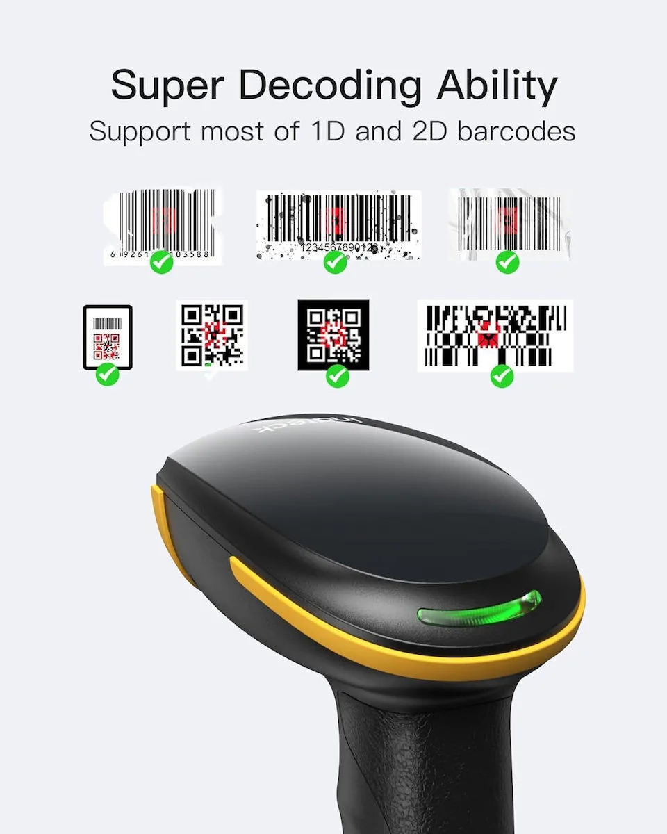 Inateck Scanner Χειρός Ασύρματο με Δυνατότητα Ανάγνωσης 2D και QR Barcodes BCST-23-BK - Image 1