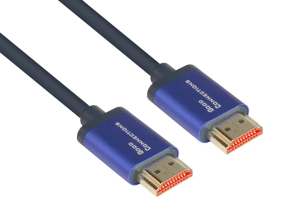 Good Connections HDMI 2.1 Ultra High Speed 48Gbps 4K 120Hz HDR VRR Flat Cable HDMI male - HDMI male 2m Μπλε - Image 1