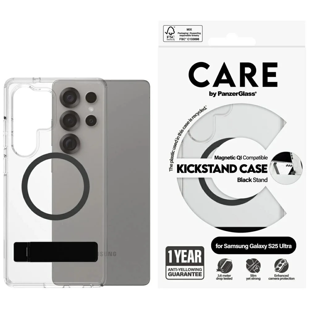 PanzerGlass Feature Black Kickstand & Qi Back Cover Σιλικόνης Διάφανο (Galaxy S25 Ultra) CRRFBKQG38488 - Image 1