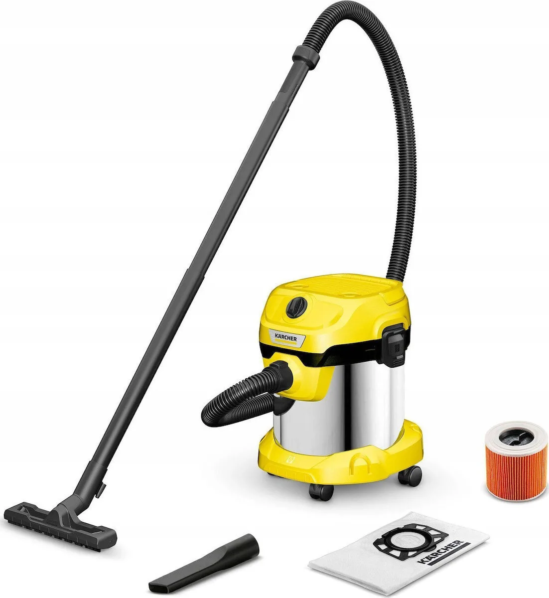 Karcher WD 2 Plus S V-15/4/18/C Σκούπα Υγρών / Στερεών με Ανοξείδωτο Κάδο 15lt - Image 1