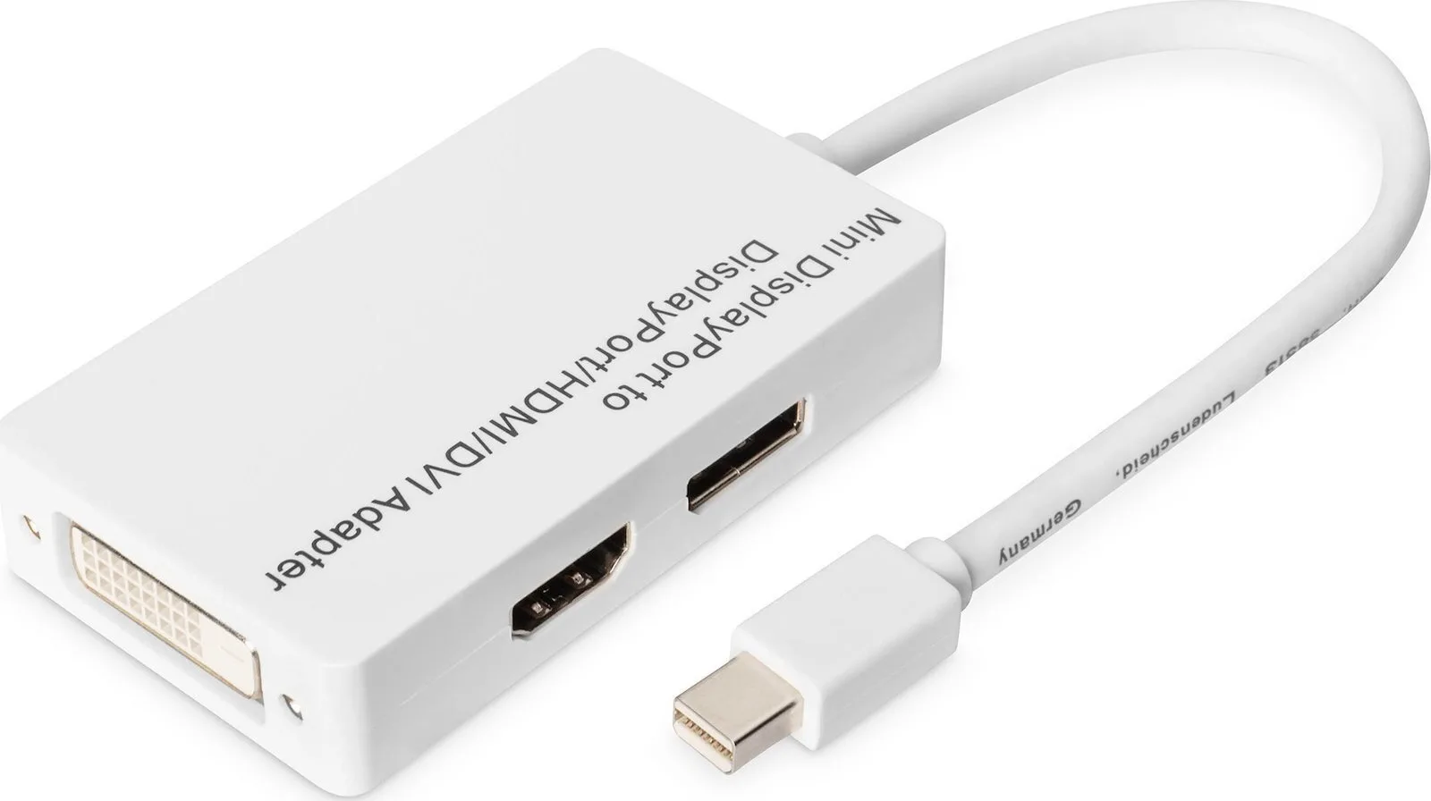 Digitus Μετατροπέας mini DisplayPort male σε DVI-D / DisplayPort / HDMI female Λευκό 1τμχ DB-340509-002-W - Image 1