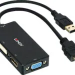 Lindy Μετατροπέας HDMI / USB-A male σε DVI-D / DisplayPort / VGA female 1τμχ (38182)