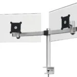 Durable Dual Mount with Arm Βάση Γραφείου για 2 Οθόνες έως 27" με Βραχίονα Ασημί