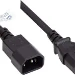 Alcasa IEC C14 / IEC C13 - IEC C14 / IEC C13 Cable 0.5m Μαύρο