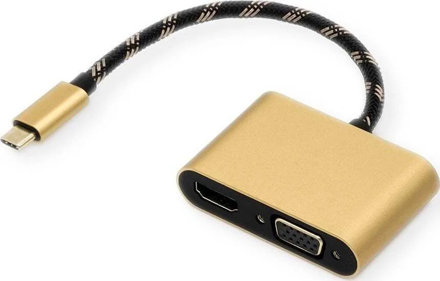 Roline Μετατροπέας VGA / HDMI male σε VGA / HDMI female Χρυσό 1τμχ 12.03.3165-5 - Image 1