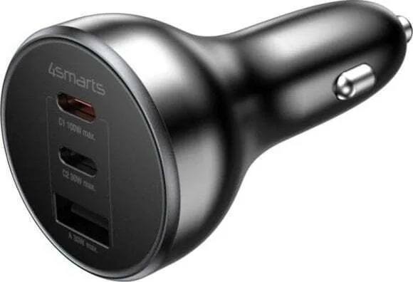 4Smarts Φορτιστής Αυτοκινήτου 160W με Θύρες: 1xUSB 2xType-C Μαύρος - Image 1