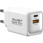 Allnet Φορτιστής Χωρίς Καλώδιο GaN με Θύρα USB-A και Θύρα USB-C 45W Power Delivery Λευκός