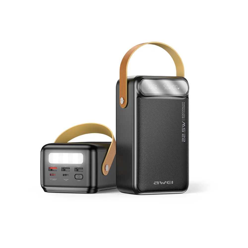 Awei PK101K Power Bank 60000mAh 22.5W με 3 Θύρες USB-A και 2 Θύρες USB-C Power Delivery Μαύρο - Image 1