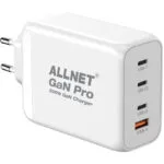 Allnet Φορτιστής Χωρίς Καλώδιο GaN με Θύρα USB-A και 3 Θύρες USB-C 200W Power Delivery Λευκός