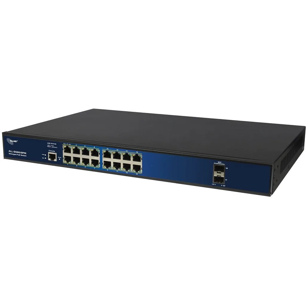 Allnet ALL-SG8618PMJ Managed L2 PoE+ Switch με 16 Θύρες Gigabit (1Gbps) Ethernet και 2 SFP Θύρες - Image 1