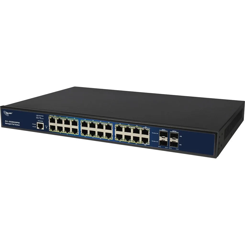 20250312120301_allnet_all_sg8628mj_10g_managed_l2_poe_switch_me_24_thyres_gigabit_1gbps_ethernet_kai_4_sfp_thyres.jpeg Allnet ALL-SG8628MJ-10G Managed L2 PoE+ Switch με 24 Θύρες Gigabit (1Gbps) Ethernet και 4 SFP Θύρες - Image 1