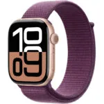 Apple Watch Series 10 Cellular Aluminium 46mm Αδιάβροχο με eSIM και Παλμογράφο (Rose Gold / Plum Sport Loop - M/L)