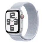 Apple Watch SE 2024 Cellular Aluminium 44mm Αδιάβροχο με eSIM και Παλμογράφο (Silver με Cloud Blue Sport Loop)