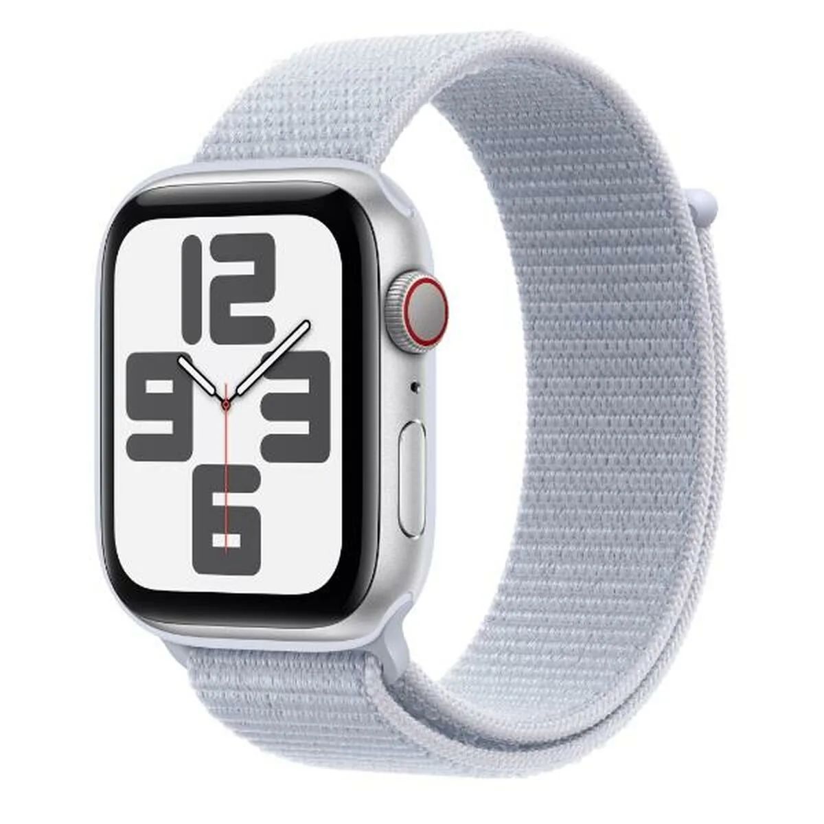 Apple Watch SE 2024 Cellular Aluminium 44mm Αδιάβροχο με eSIM και Παλμογράφο (Silver με Cloud Blue Sport Loop) - Image 1