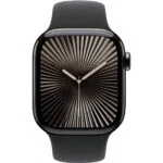 Apple Watch Series 10 Cellular Titanium 42mm Αδιάβροχο με eSIM και Παλμογράφο (Slate Titanium with Black Sport Band - M/L)