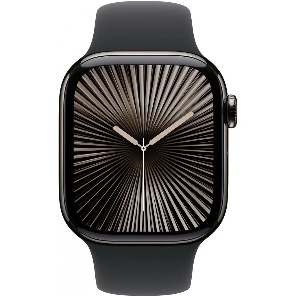Apple Watch Series 10 Cellular Titanium 42mm Αδιάβροχο με eSIM και Παλμογράφο (Slate Titanium with Black Sport Band - M/L) - Image 1