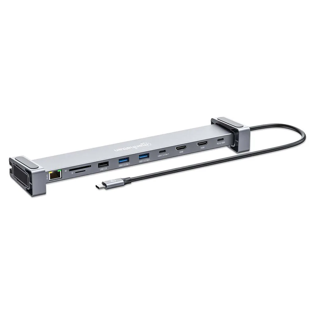 20250326121632_manhattan_usb_c_docking_station_me_hdmi_4k_pd_ethernet_kai_syndesi_2_othonon_190398.jpeg Manhattan USB-C Docking Station με HDMI 4K PD Ethernet και σύνδεση 2 Οθονών Γκρι (190398) - Image 1
