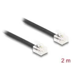 DeLock Flat Τηλεφωνικό Καλώδιο RJ11 6P4C 2m Μαύρο (90618)