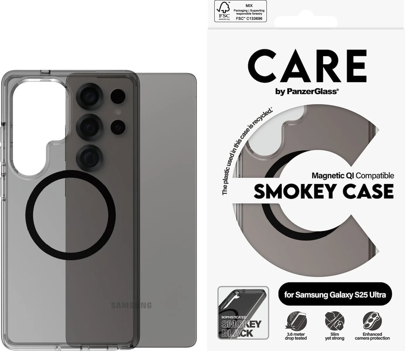 PanzerGlass Flagship Urban Combat Black Qi Back Cover Πλαστικό Διάφανο (Galaxy S25 Ultra) CRRFSBQG38488 - Image 1