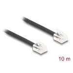 DeLock Flat Τηλεφωνικό Καλώδιο RJ11 6P4C 10m Μαύρο (90621)