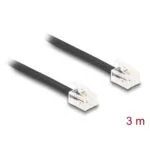 DeLock Flat Τηλεφωνικό Καλώδιο RJ11 6P4C 3m Μαύρο (90619)