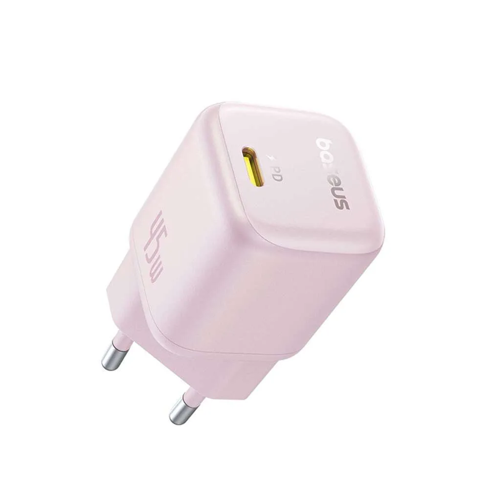 Baseus Φορτιστής Χωρίς Καλώδιο GaN με Θύρα USB-C 45W Power Delivery / Quick Charge 3.0 / SuperCharge Ροζ (PicoGo) - Image 1