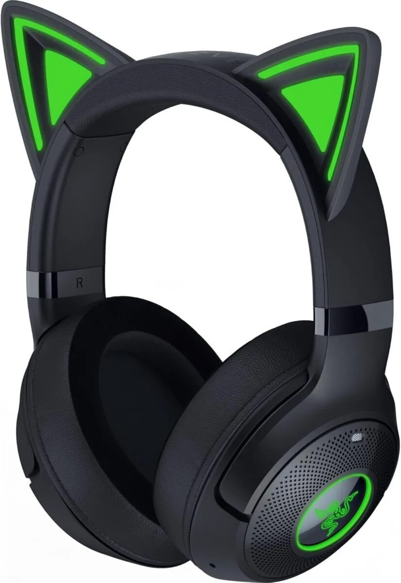 Razer Kraken Kitty V2 BT Ασύρματα / Ενσύρματα Over Ear Ακουστικά με 40 ώρες Λειτουργίας Μαύρα - Image 1