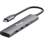 Equip Hub 4 Θυρών USB 2.0 με σύνδεση USB-C Γκρι 5Gb/s