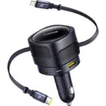 Baseus Enjoyment Max Φορτιστής Αυτοκινήτου 90W Γρήγορης Φόρτισης με Θύρες: 1xUSB 1xType-C μαζί με Καλώδιο Type-C / Lightning Μαύρο Χρώμα C00035507121-02