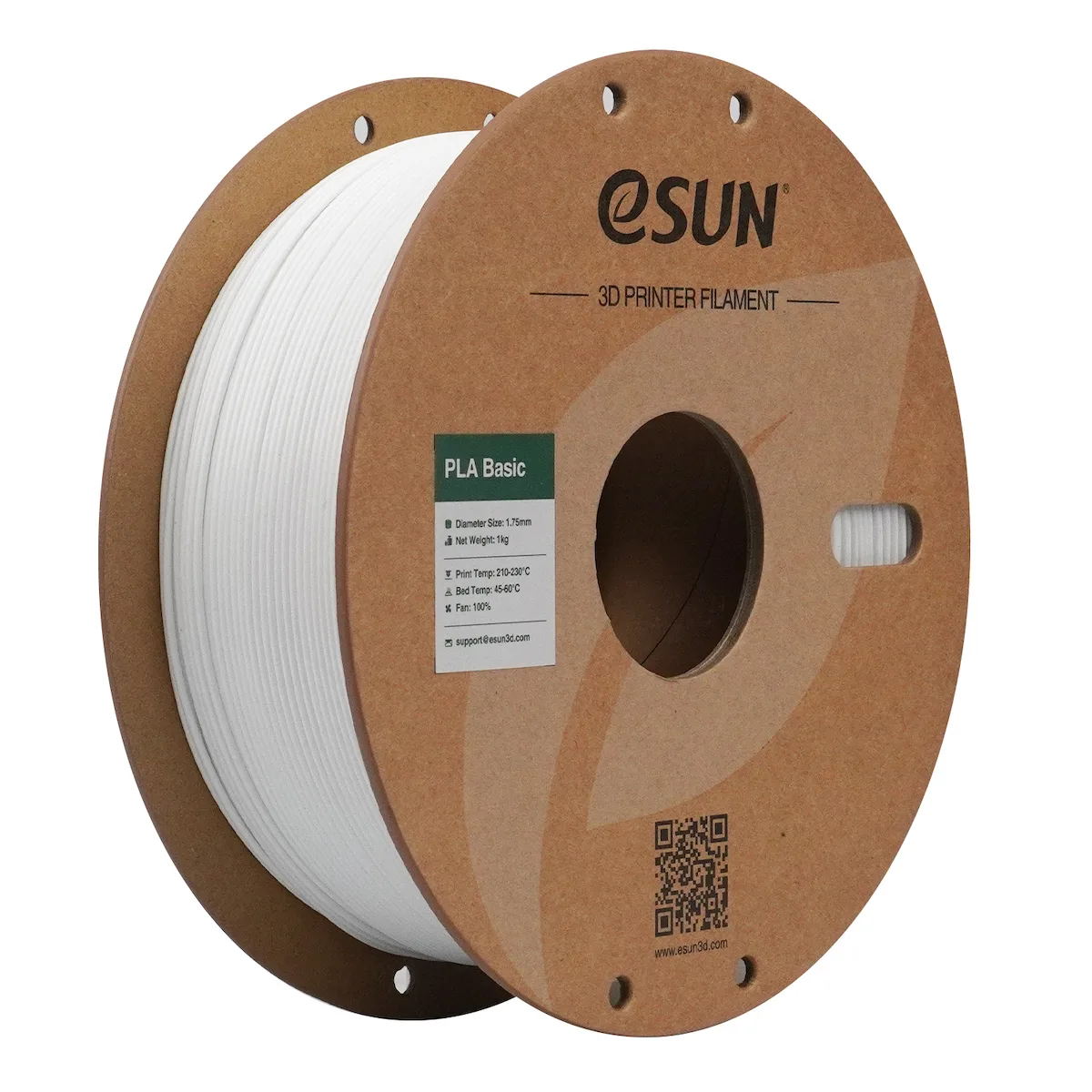 Esun PLA 3D Printer Filament 1.75mm Λευκό 1kg PLA-Basic175W1P1 1τμχ (Spool) - Image 1