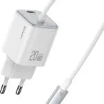 Usams Φορτιστής GaN με Θύρα USB-C και Καλώδιο USB-C 20W Power Delivery Λευκός (CC261)