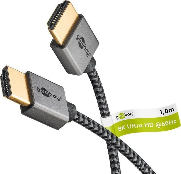 Goobay HDMI 2.1 Ultra High Speed 48Gbps 4K 120Hz HDR VRR Cable HDMI male - HDMI male 1m Γκρι 75757 - Image 1