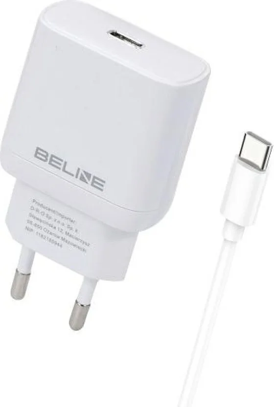 20250508151716_beline_fortistis_me_thyra_usb_c_kai_kalodio_usb_c_usb_c_25w_power_delivery_leykos_u03.jpeg Beline Φορτιστής με Θύρα USB-C και Καλώδιο USB-C - USB-C 25W Power Delivery Λευκός (U03) - Image 1