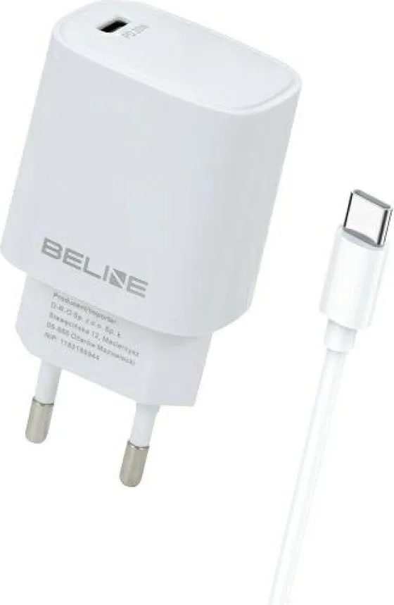 20250508151737_beline_fortistis_me_thyra_usb_c_kai_kalodio_usb_c_usb_c_20w_power_delivery_leykos_u03.jpeg Beline Φορτιστής με Θύρα USB-C και Καλώδιο USB-C - USB-C 20W Power Delivery Λευκός (U03) - Image 1