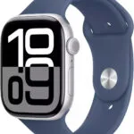 Apple Watch Series 10 Cellular Aluminium 42mm Αδιάβροχο με eSIM και Παλμογράφο (Silver Aluminium Denim Sport Band - M/L)