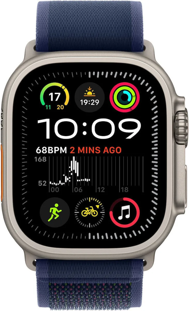 Apple Watch Ultra 2 2024 Titanium 49mm Αδιάβροχο με eSIM και Παλμογράφο (Natural με Blue Trail Loop - S/M) - Image 1